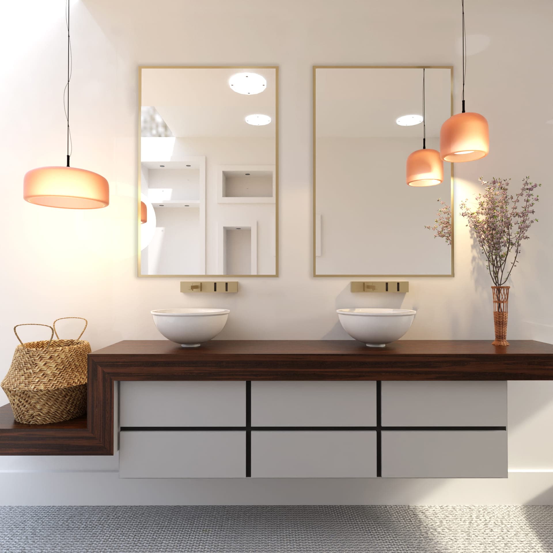 Rectangular mirror Tiny Border Straight 90x60 cm, gold, Baltica - 174760