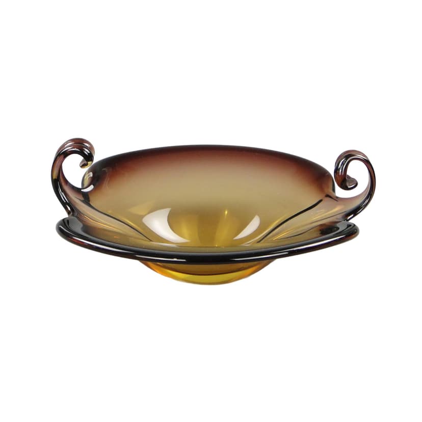 Bowl, Murano, golden crystal, by F. Poli, Italy, 1950s