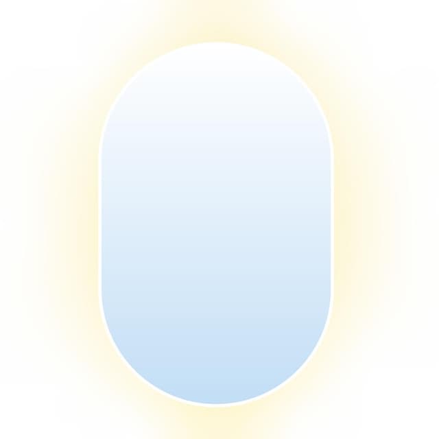 Oval mirror Tiny Border Pastille 80x40 cm, white, warm light, Baltica - DIMENSION