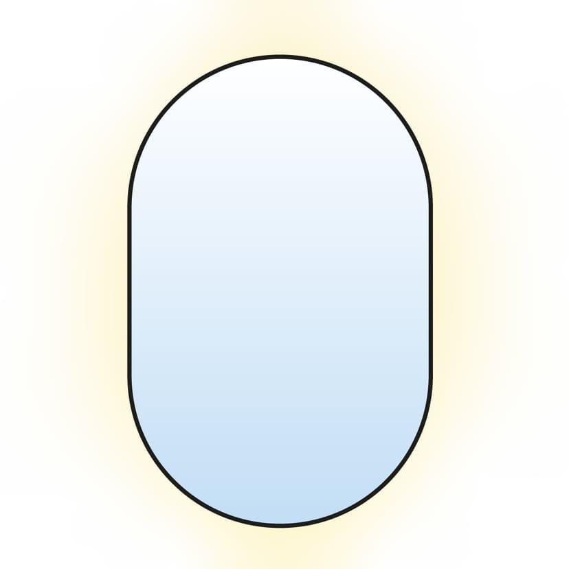 Oval mirror Tiny Border Pastille 80x40 cm, black, neutral light, Baltica