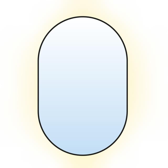 Oval mirror Tiny Border Pastille 80x40 cm, black, warm light, Baltica - DIMENSION