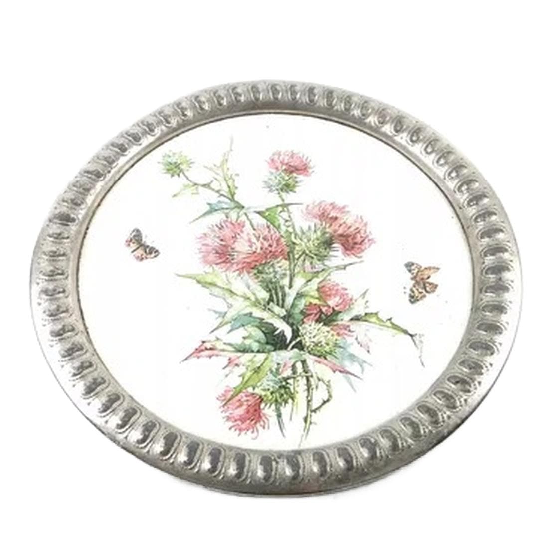 Art Nouveau tray, silver-plated brass, white porcelain, Austria, early 20th c.