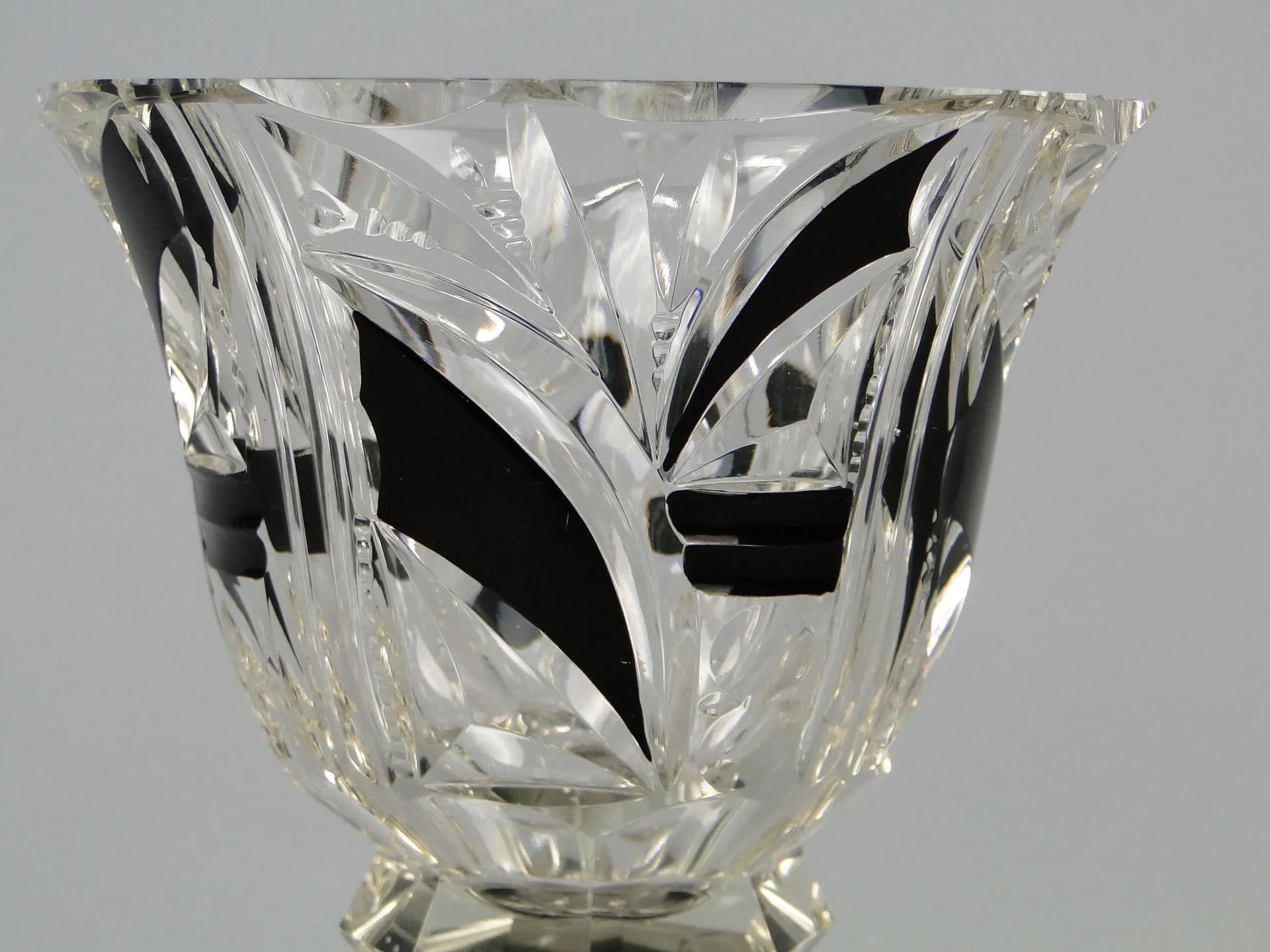 Vase Art Deco, transparent crystal, by K. Palda, Czech Republic, 1930s - 11792