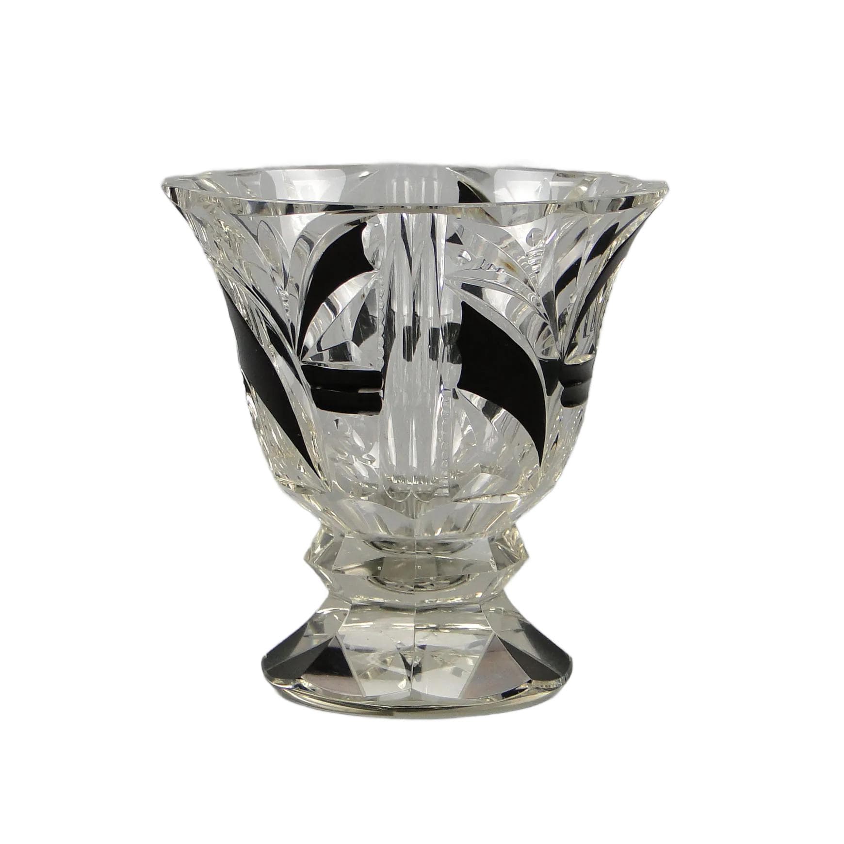 Vase Art Deco, transparent crystal, by K. Palda, Czech Republic, 1930s