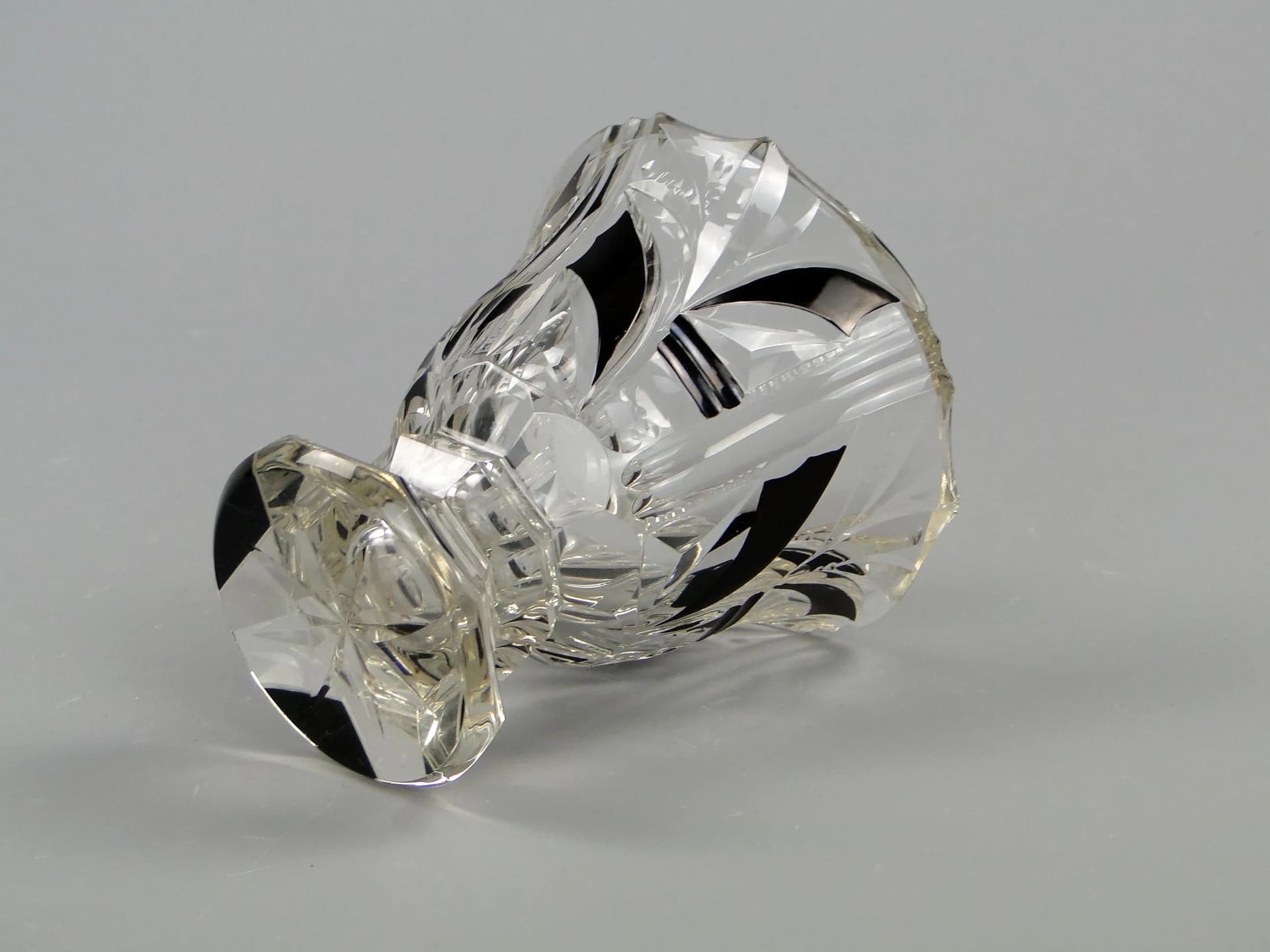 Vase Art Deco, transparent crystal, by K. Palda, Czech Republic, 1930s - 11795