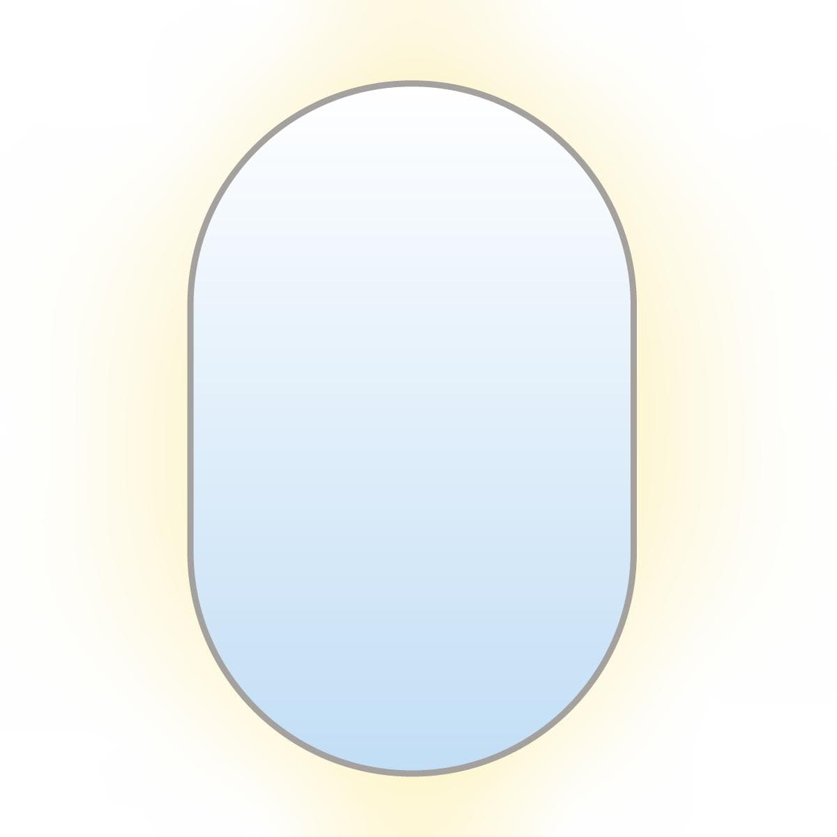 Oval mirror Tiny Border Pastille 90x60 cm, silver, warm light, Baltica