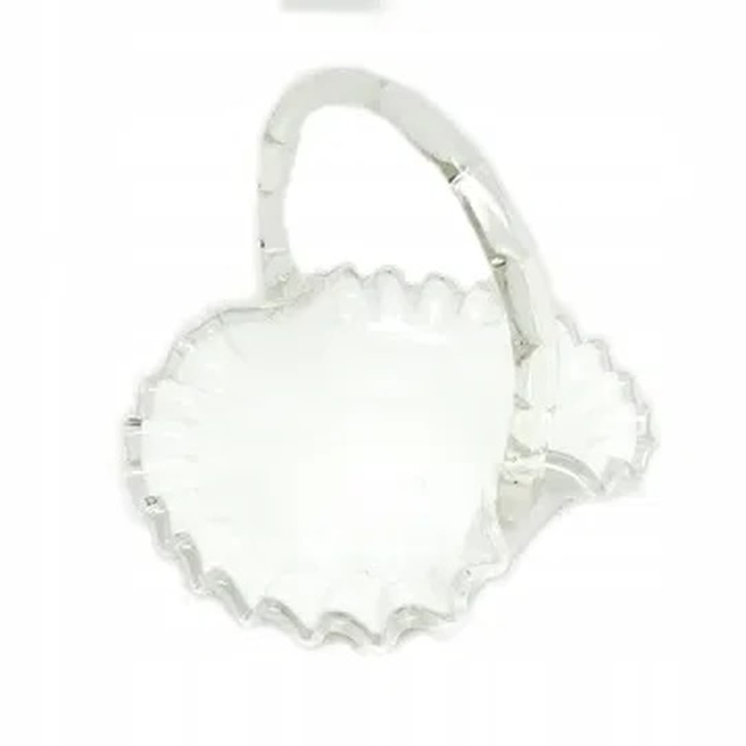 Decorative basket, white glass, Poland, 1970s. - 175228