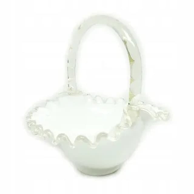 Decorative basket, white glass, Poland, 1970s. - DIMENSION