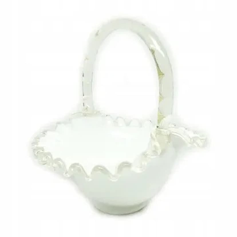 Decorative basket, white glass, Poland, 1970s.