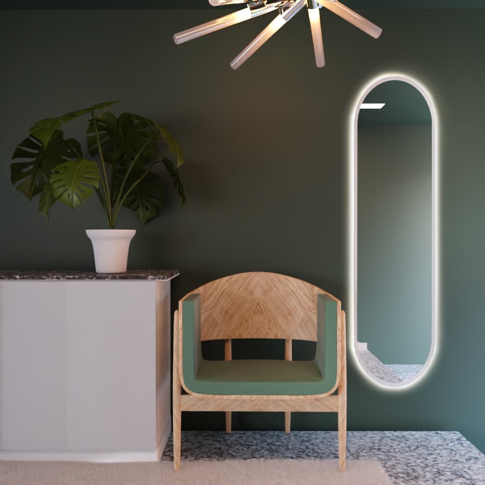 Oval Mirror Tiny Border Pastille 100x50 cm, white, neutral light, Baltica - 175689