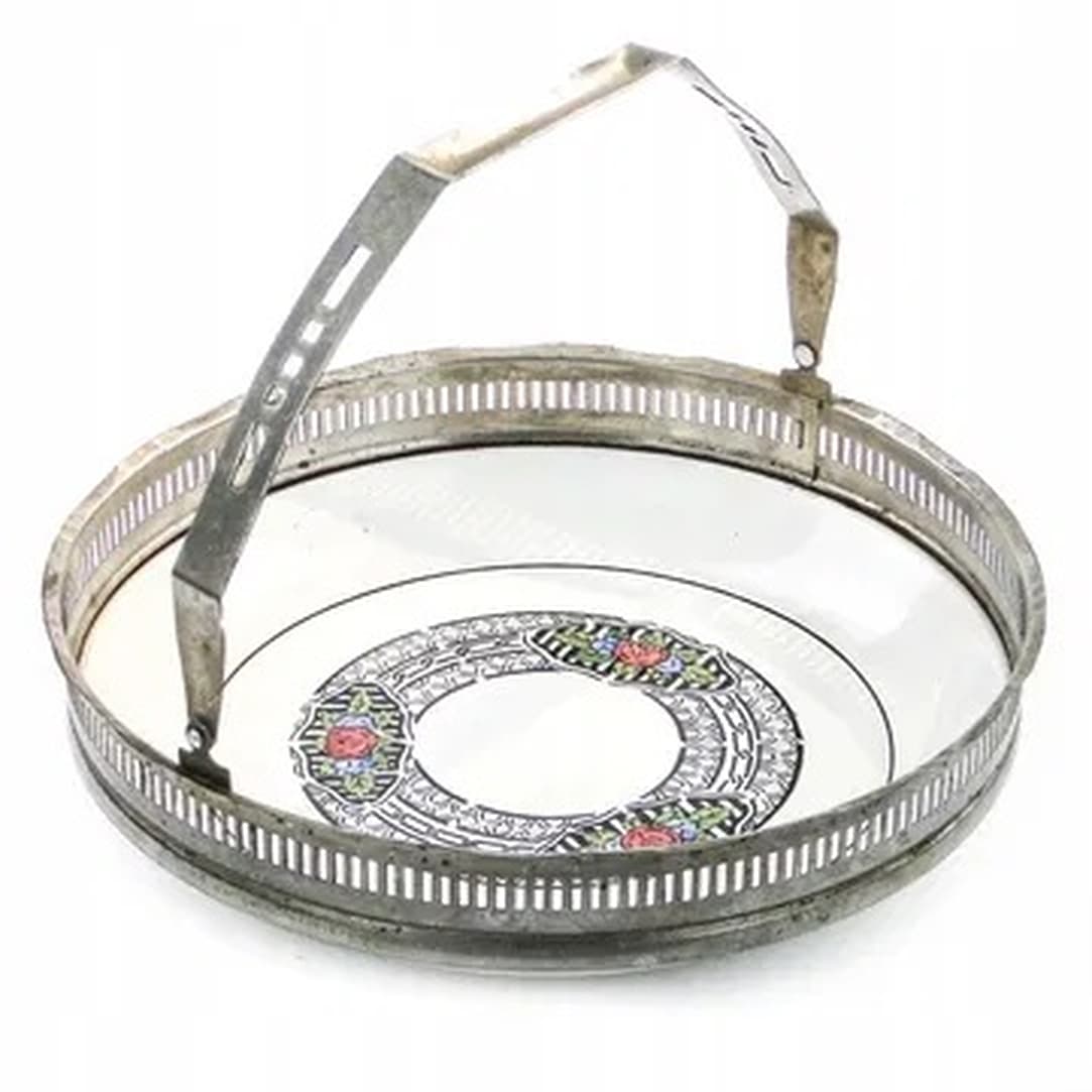 Art Nouveau fruit basket, chromed brass, glass, Germany, early 20th c. - 175349