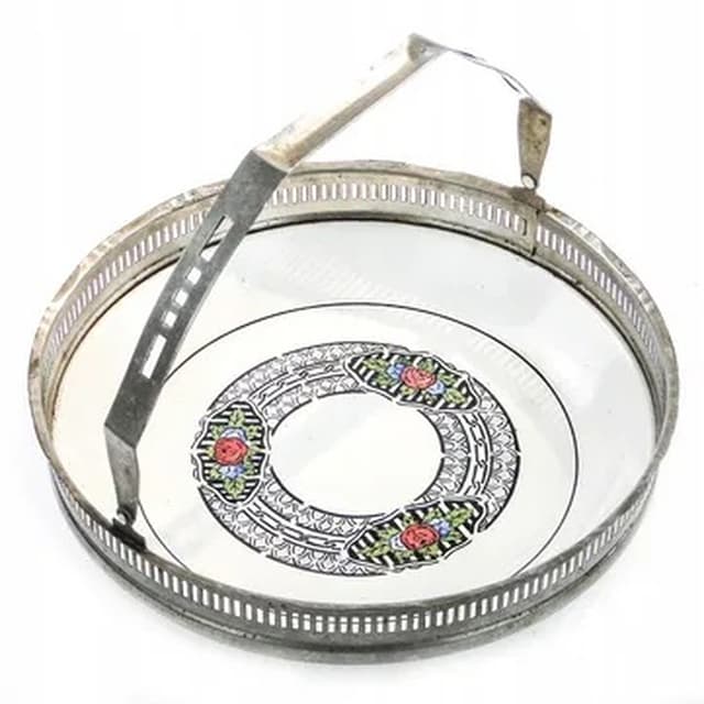 Art Nouveau fruit basket, chromed brass, glass, Germany, early 20th c. - DIMENSION