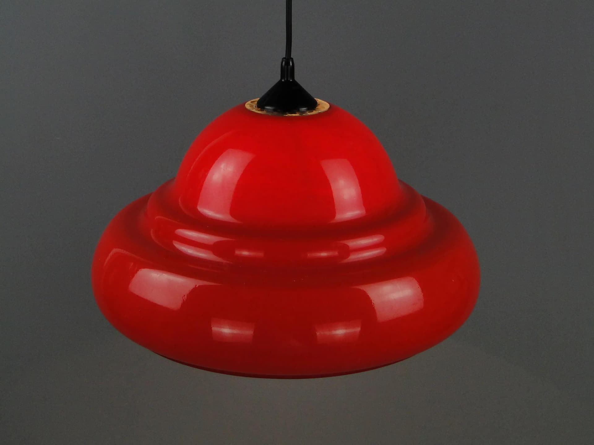 Pendant lamp, red, plastic, Poland, 1950s - 11904