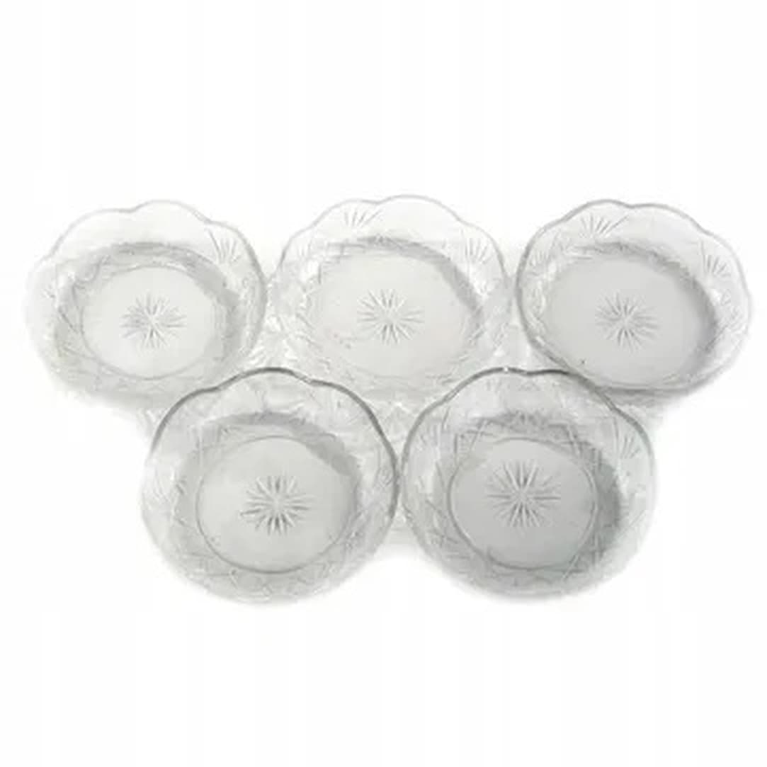 Dessert plate set, Art Deco, crystal, Huta Hortensja, Poland, 1930s.