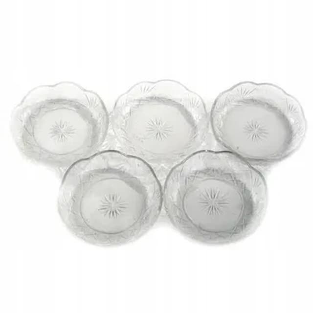 Dessert plate set, Art Deco, crystal, Huta Hortensja, Poland, 1930s. - DIMENSION