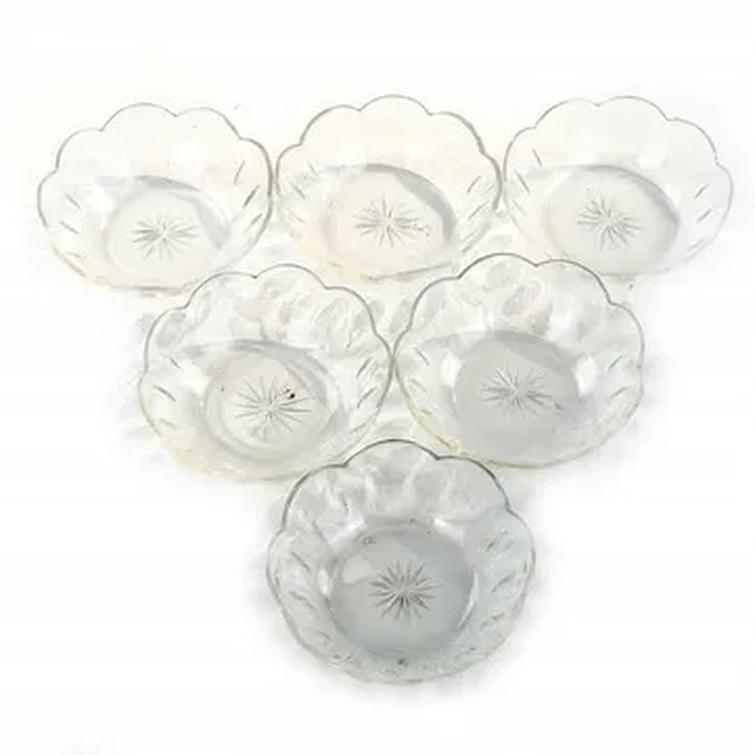 Dessert Plate Set, Art Deco, crystal, Huta Hortensja, Poland, 1930s. - 175516