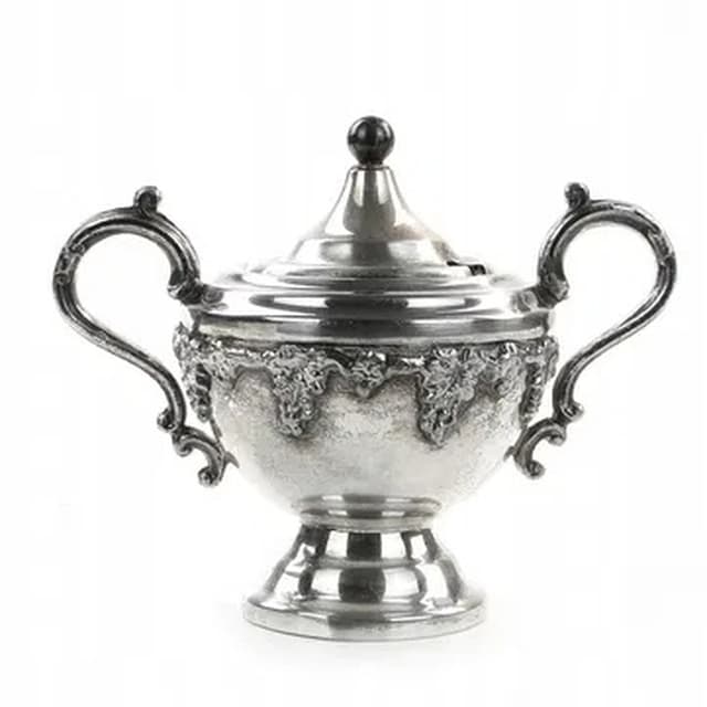Art Nouveau sugar bowl, silver-plated brass, Germany, early 20th c. - DIMENSION