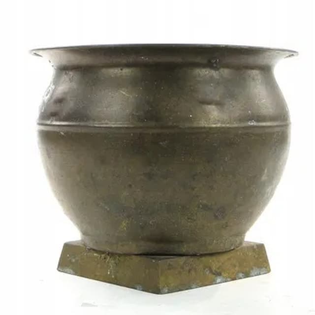 Art Deco planter cover, tin, Poland, 1970s. - DIMENSION