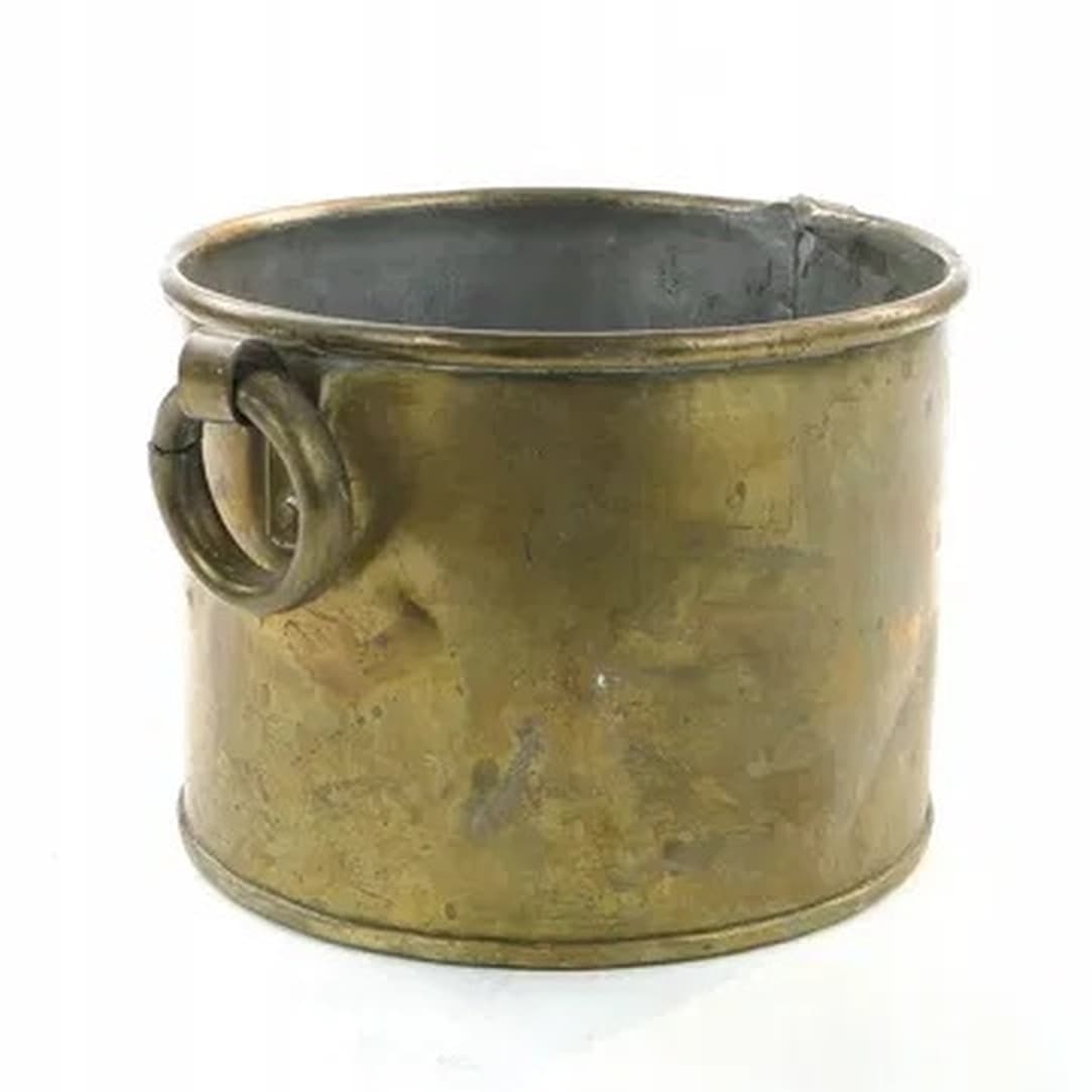 Art Deco planter sleeve, marbled tin, Poland, 1970s. - 175541