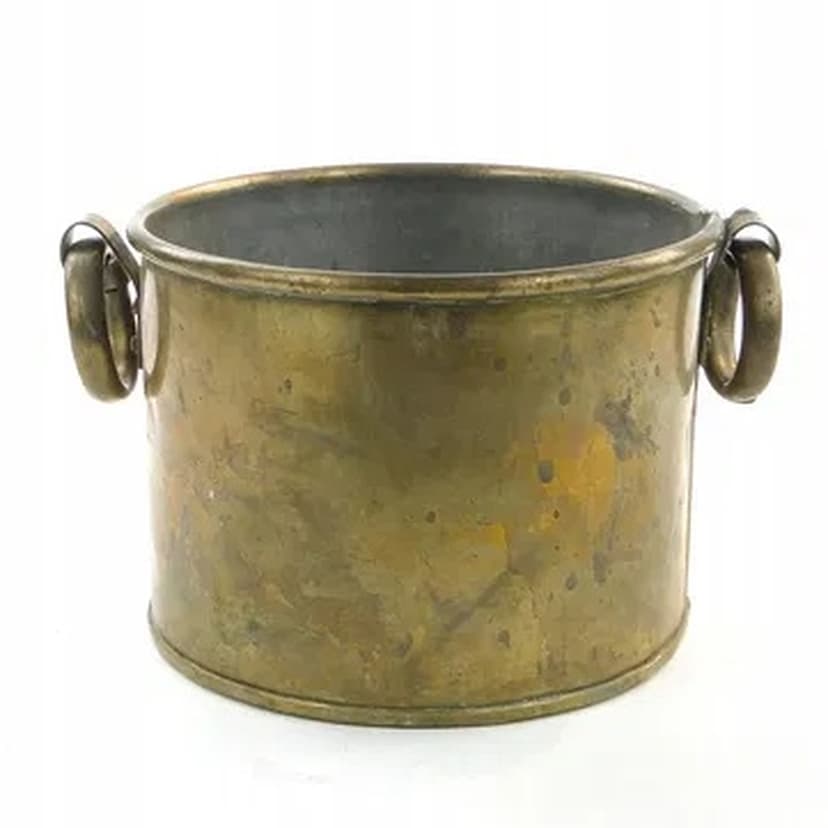 Art Deco planter sleeve, marbled tin, Poland, 1970s.