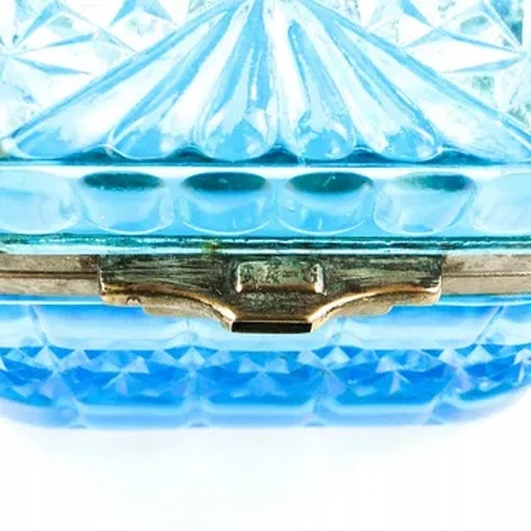 Bomboniera Art Deco, szkło niebieskie, Ząbkowice, Polska, lata 30. - 175559