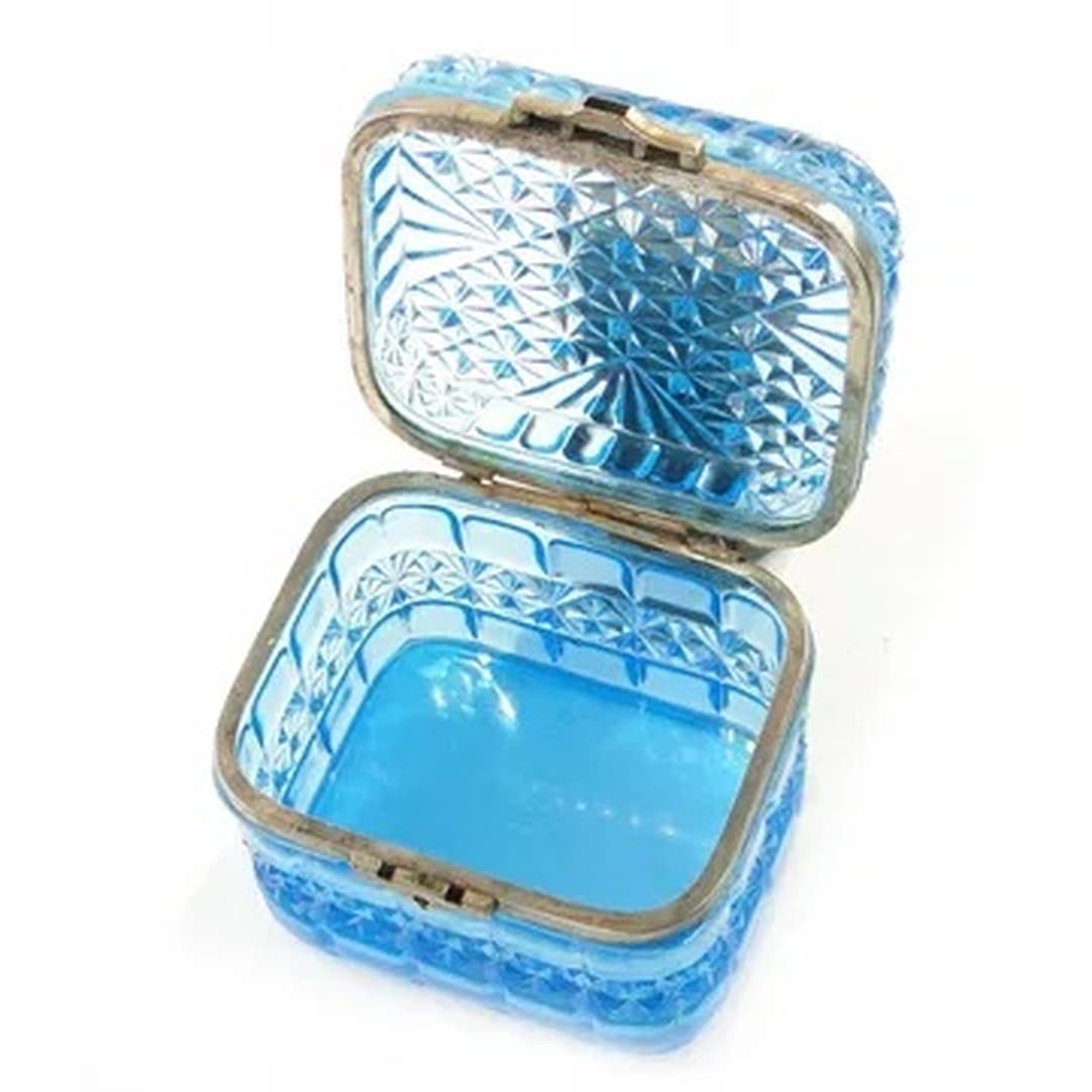 Bomboniera Art Deco, szkło niebieskie, Ząbkowice, Polska, lata 30. - 175561