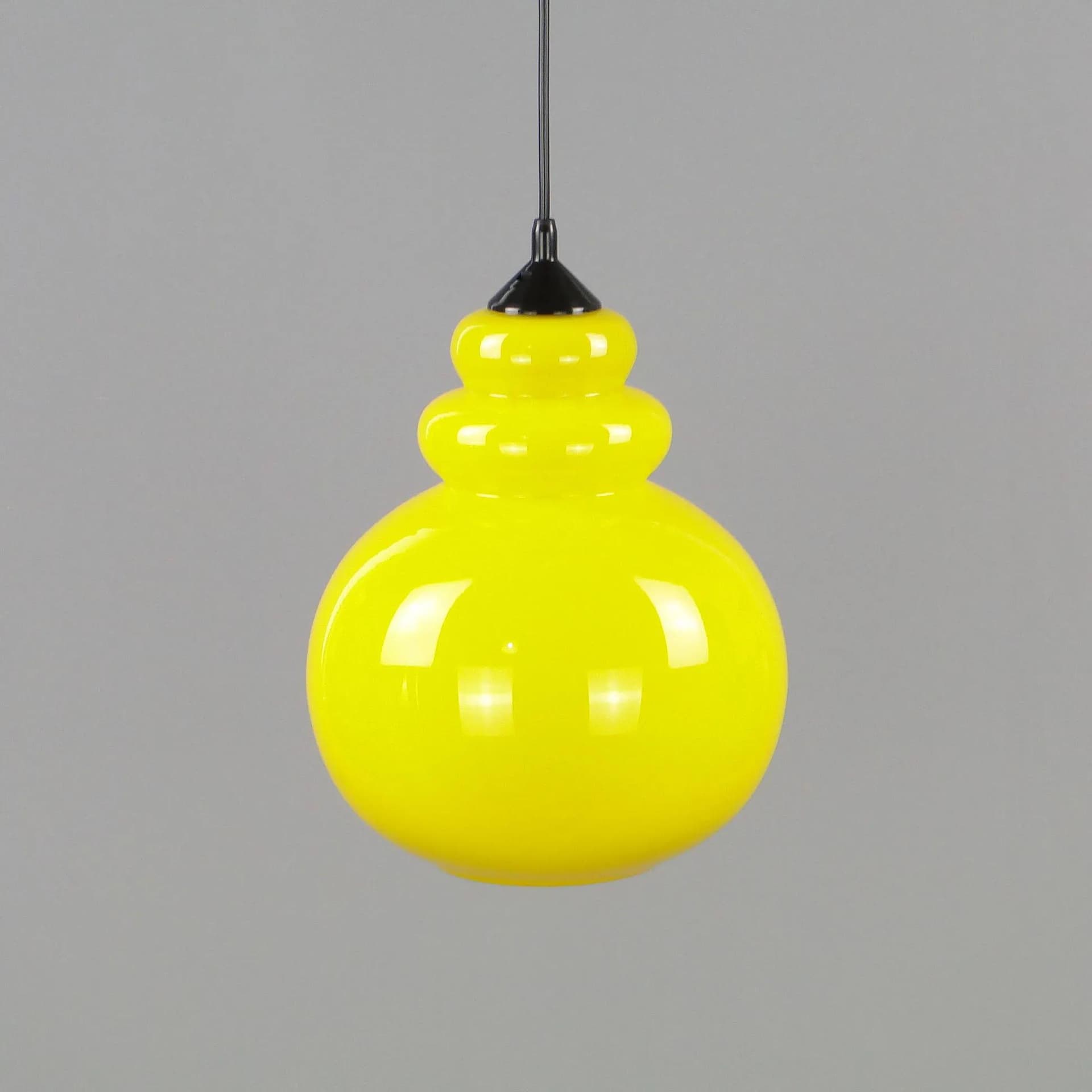 Pendant Lamp Pop Art, yellow glass, Polam, Poland, 1960s - 11878