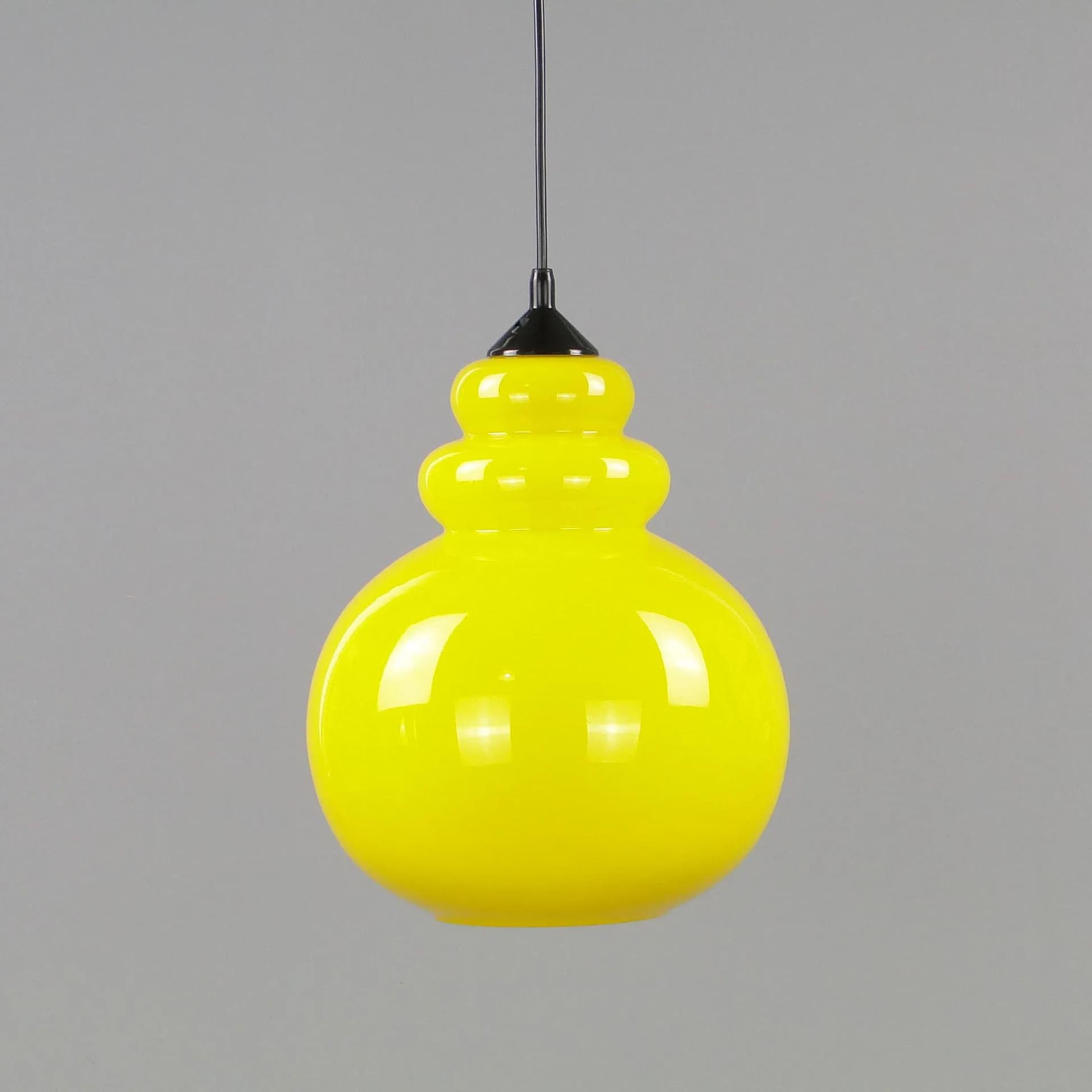 Pendant Lamp Pop Art, yellow glass, Polam, Poland, 1960s - 11876