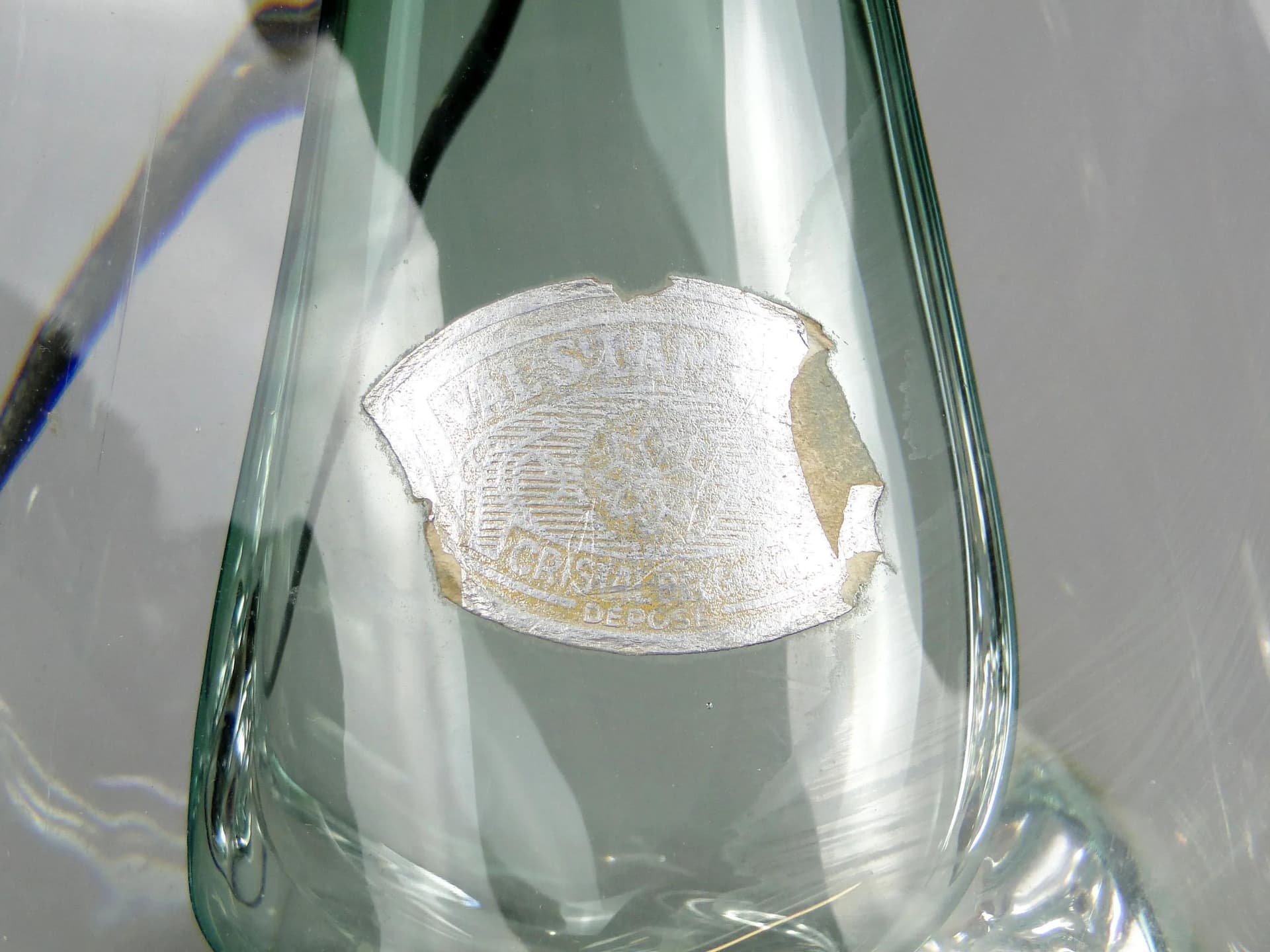 Table Lamp, green glass, Val St Lambert, Belgium, 1960s. - 11870