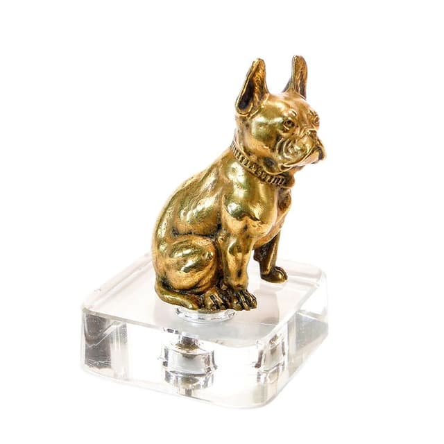 Figura buldoga, miniatura, brąz złocony, Austria 1880-1900 - WYMIARY
