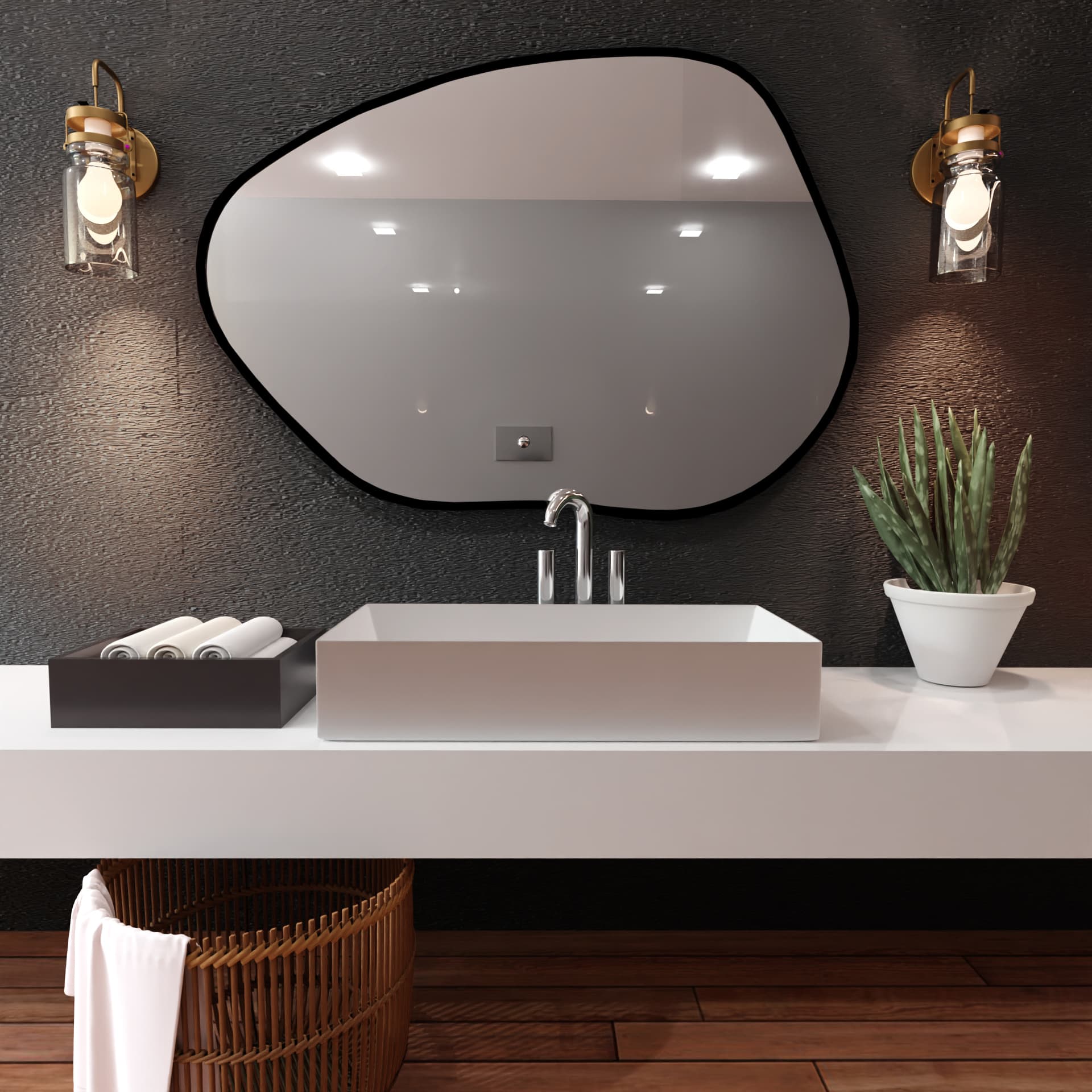 Irregular mirror Contorno I 60x43 cm, black, Baltica - 176470