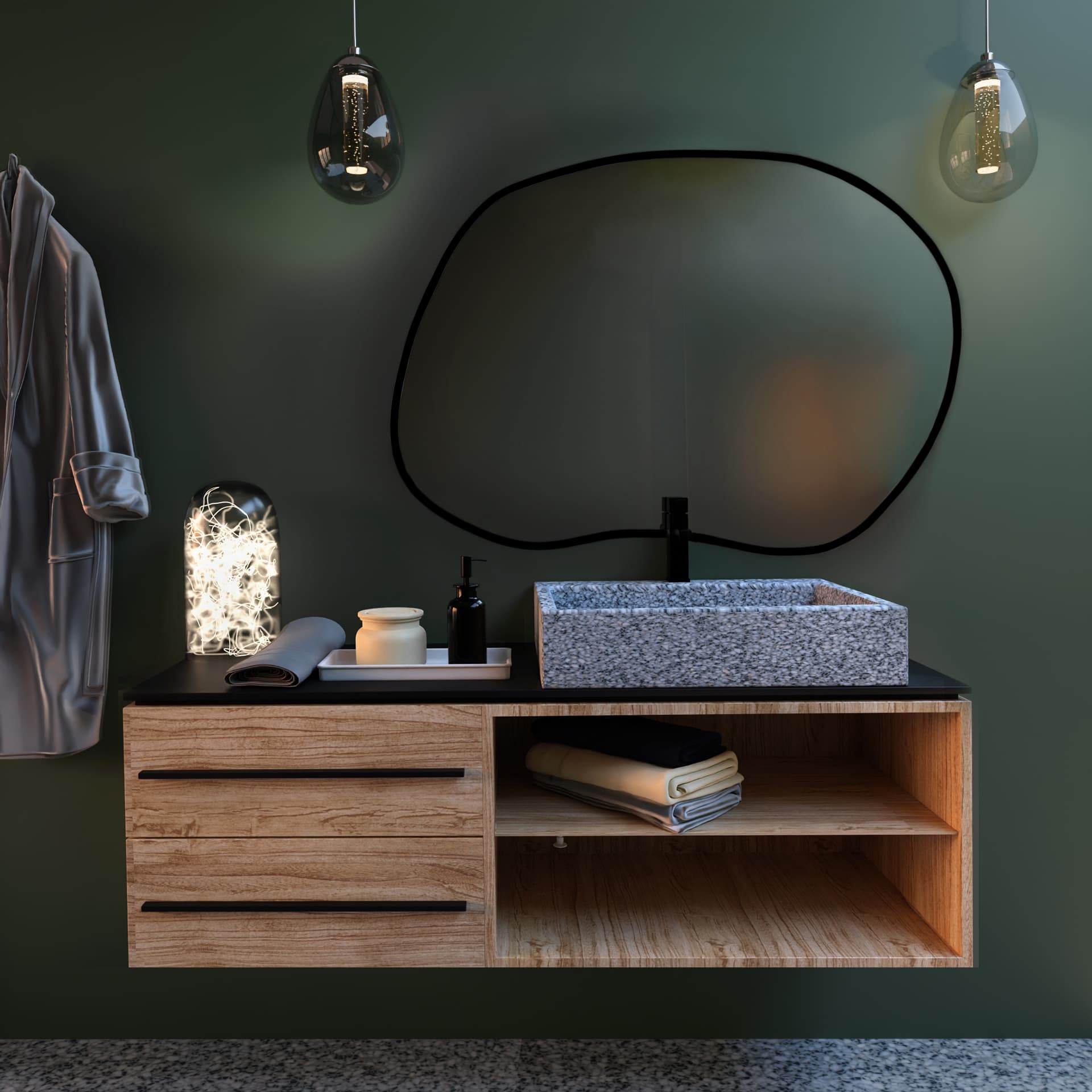 Irregular mirror Contorno II 50x36 cm, black, Baltica - 176430