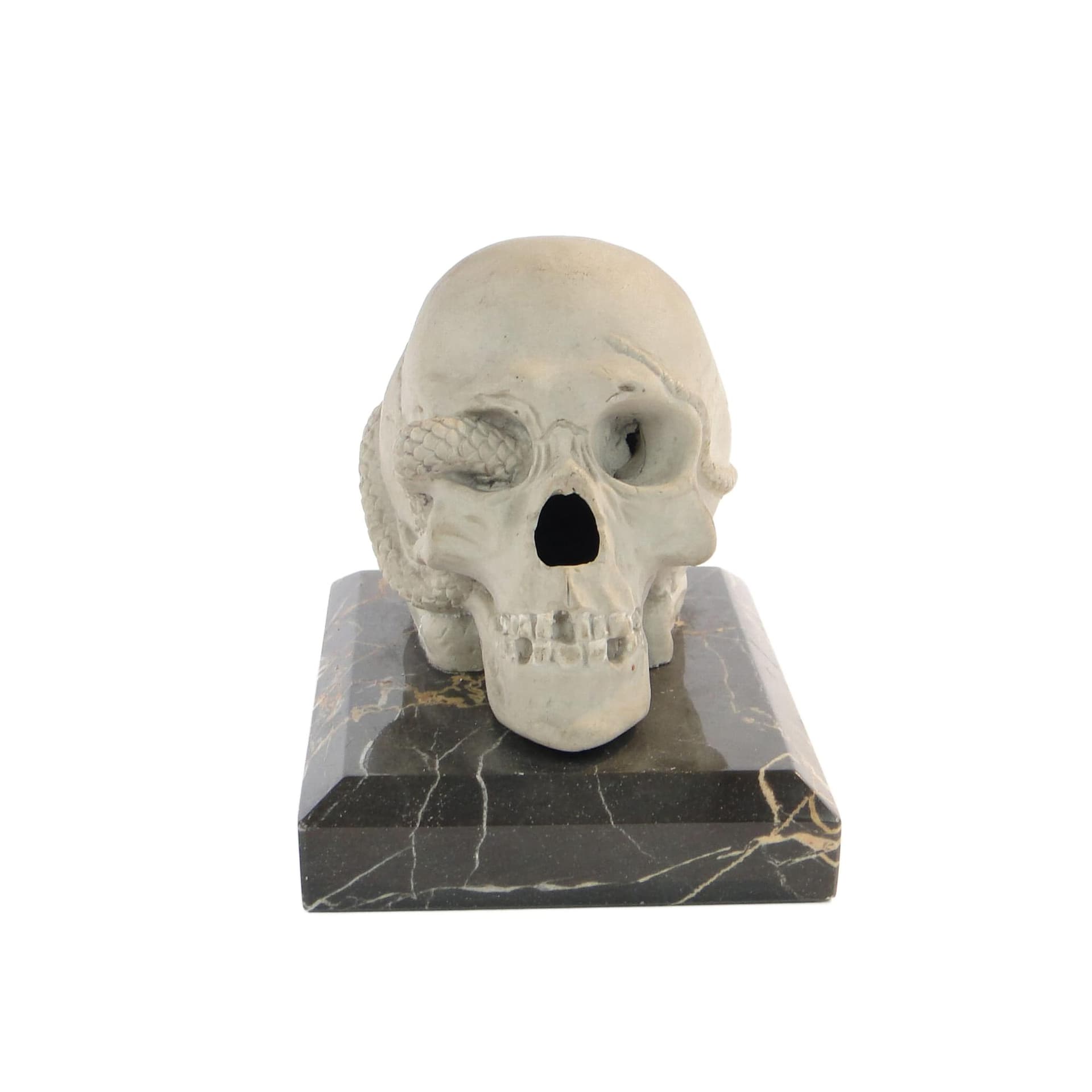 Paperweight, beige ceramic, black marble, Austria, early 20th c.