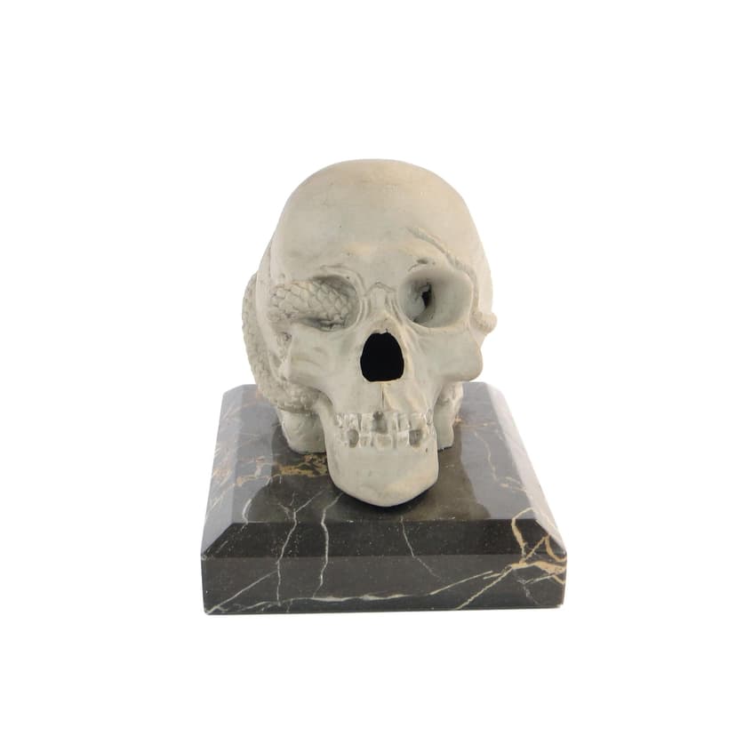 Paperweight, beige ceramic, black marble, Austria, early 20th c.