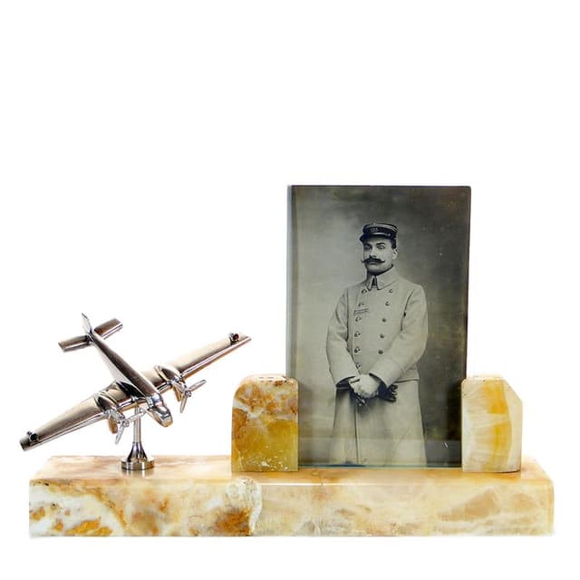 Ramka na zdjecie z modelem samolotu w stylu Art deco, lata 20. - WYMIARY