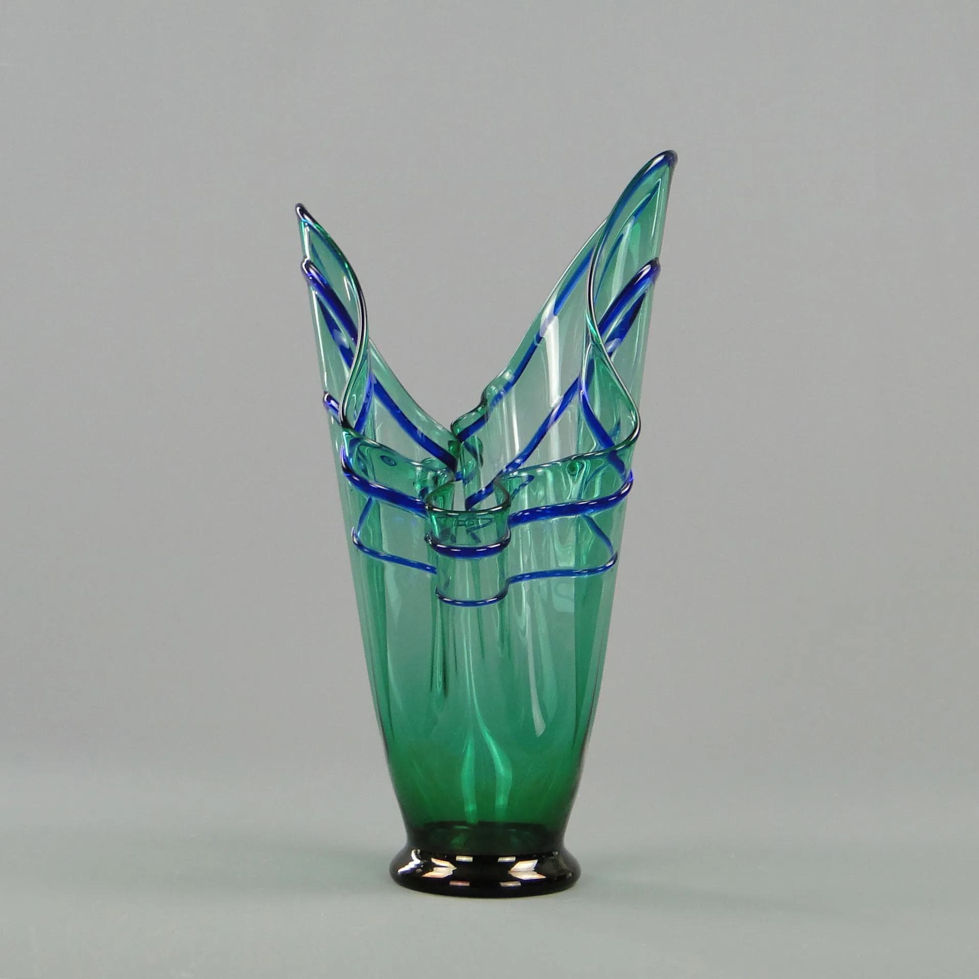 Wazon Chusta, zielony, szkło, proj. Z. Horbowy, Polska, lata 70. - 12021