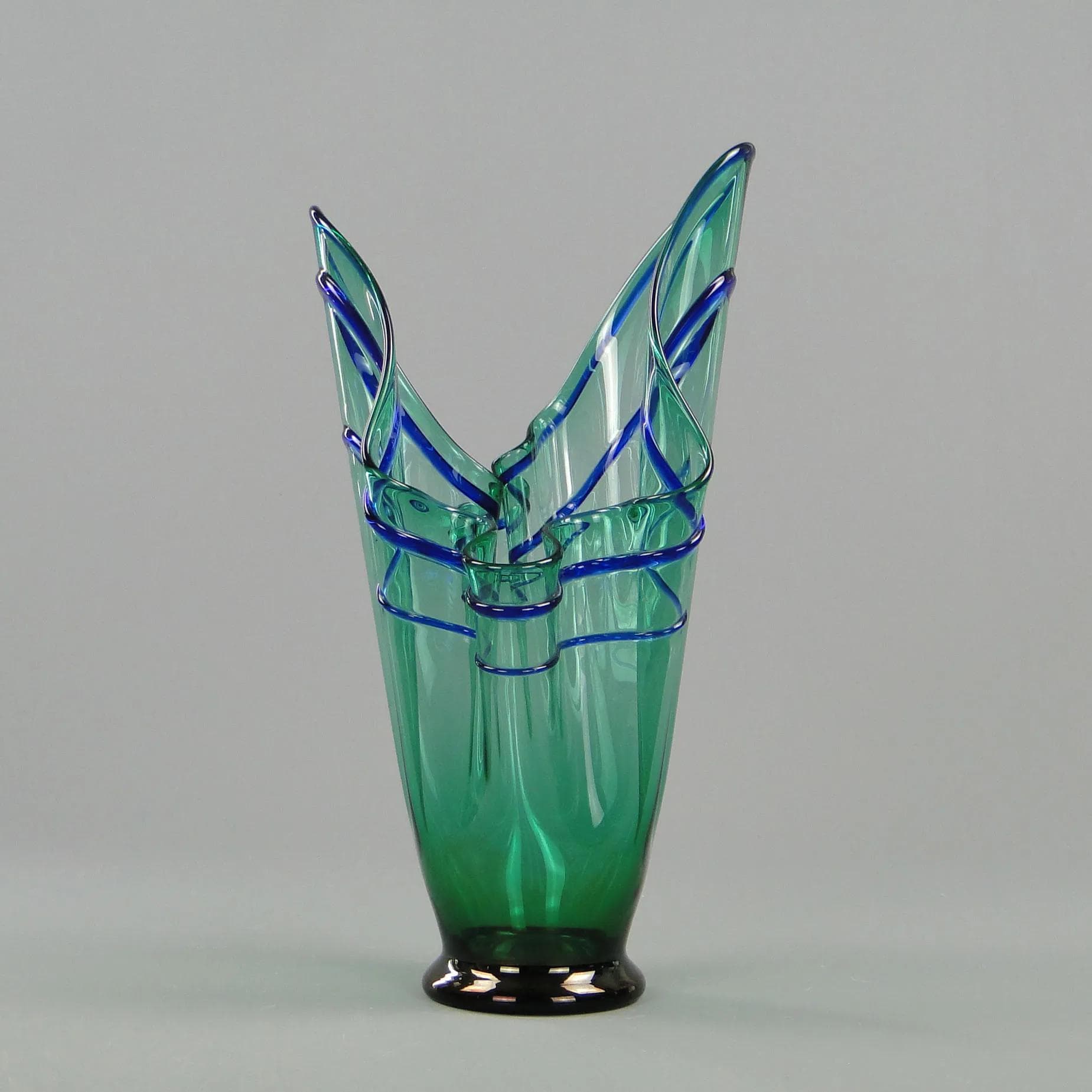 Wazon Chusta, zielony, szkło, proj. Z. Horbowy, Polska, lata 70. - 12022