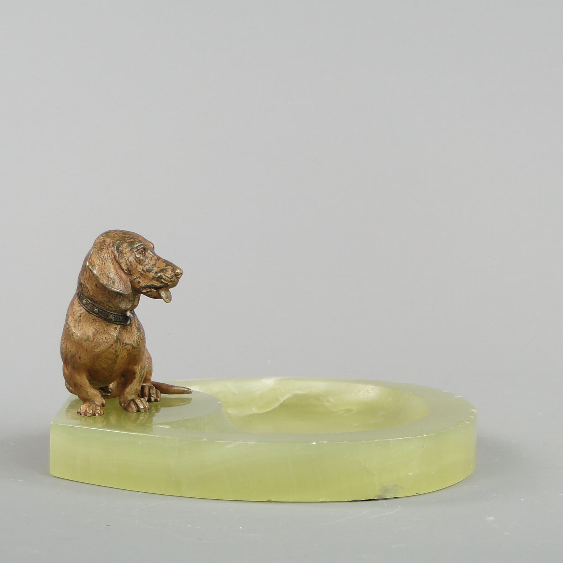 Card Tray Art Nouveau, green onyx, brown bronze, Austria, early 20th c. - 175974