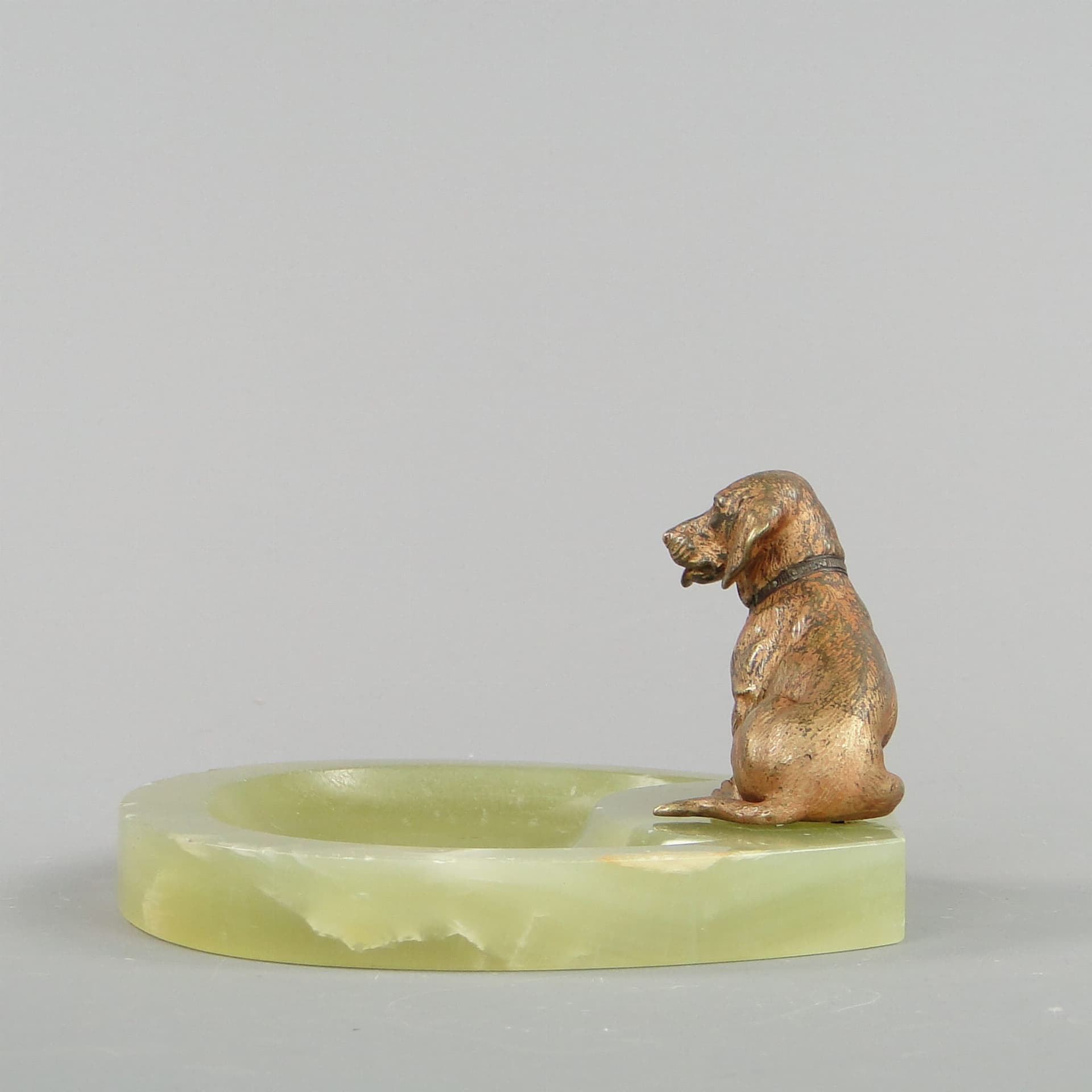 Card Tray Art Nouveau, green onyx, brown bronze, Austria, early 20th c. - 175976