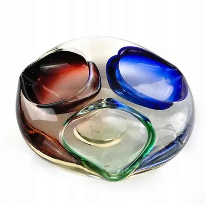 Postmodern organizer, multicolor glass, Bohemia, Czechoslovakia, 1960s.