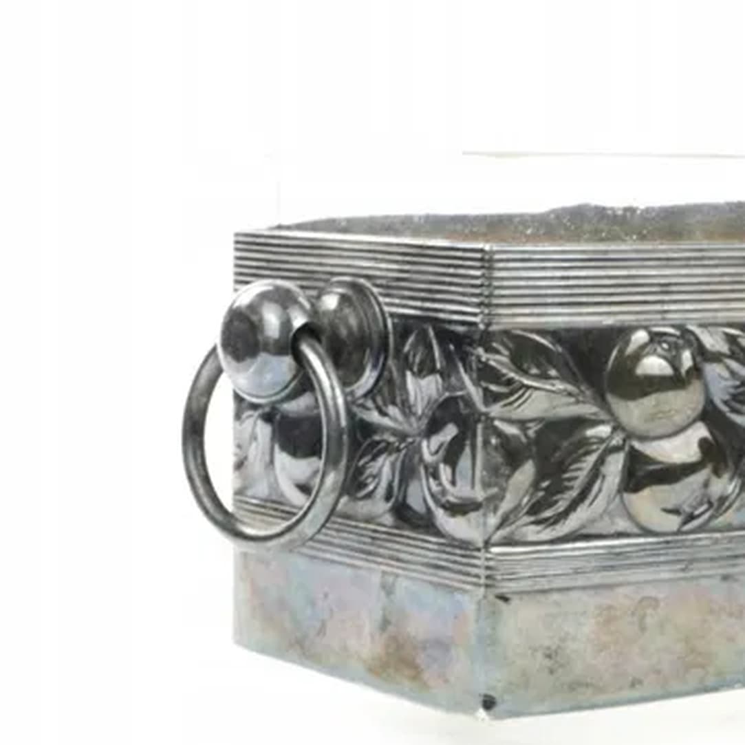 Art Deco jardiniere, silver-plated brass, glass, Germany, 1930s. - 175992