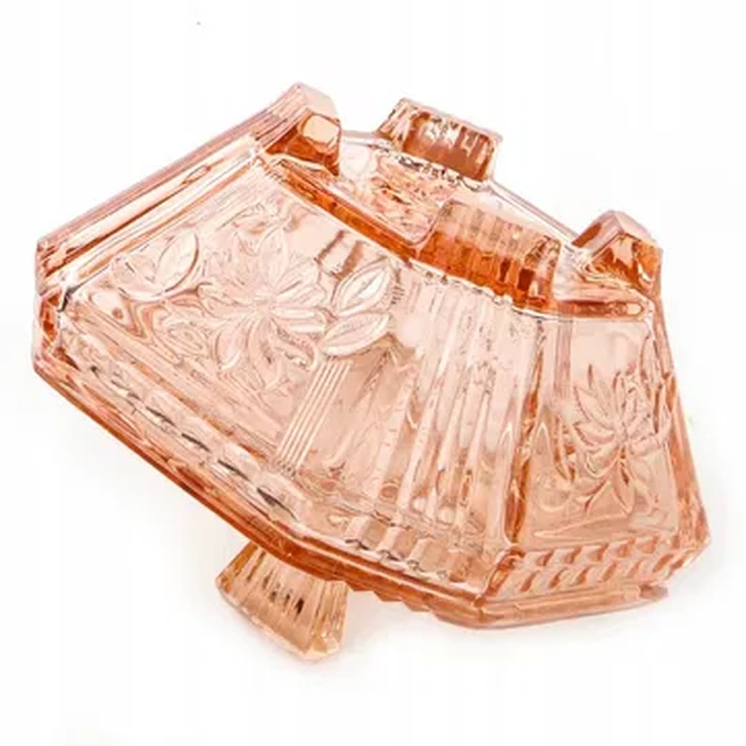 Art Deco candy box, rosaline glass, Germany, 1960s. - 176004