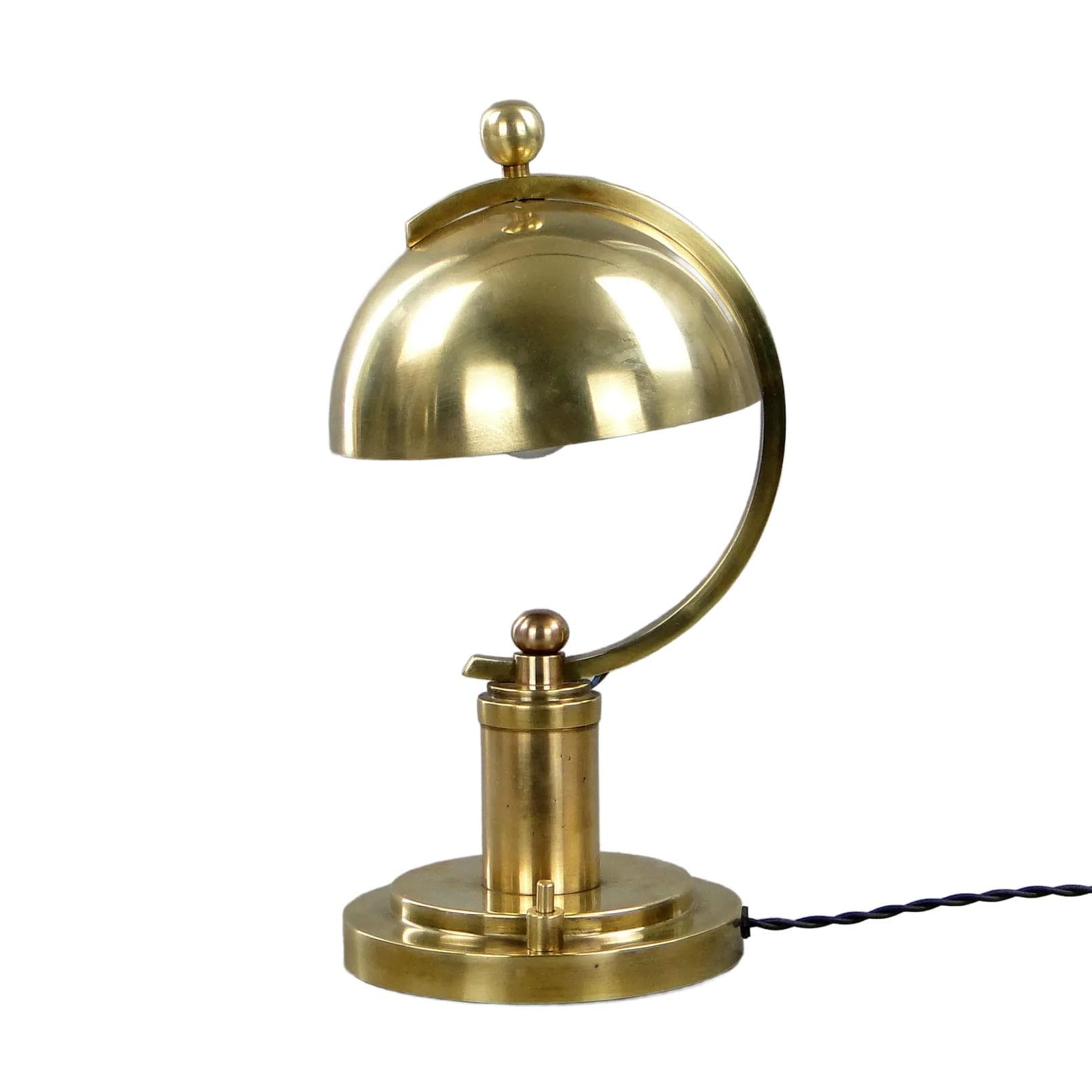 Lampa gabinetowa Art Deco, mosiądz złoty, lata 30.