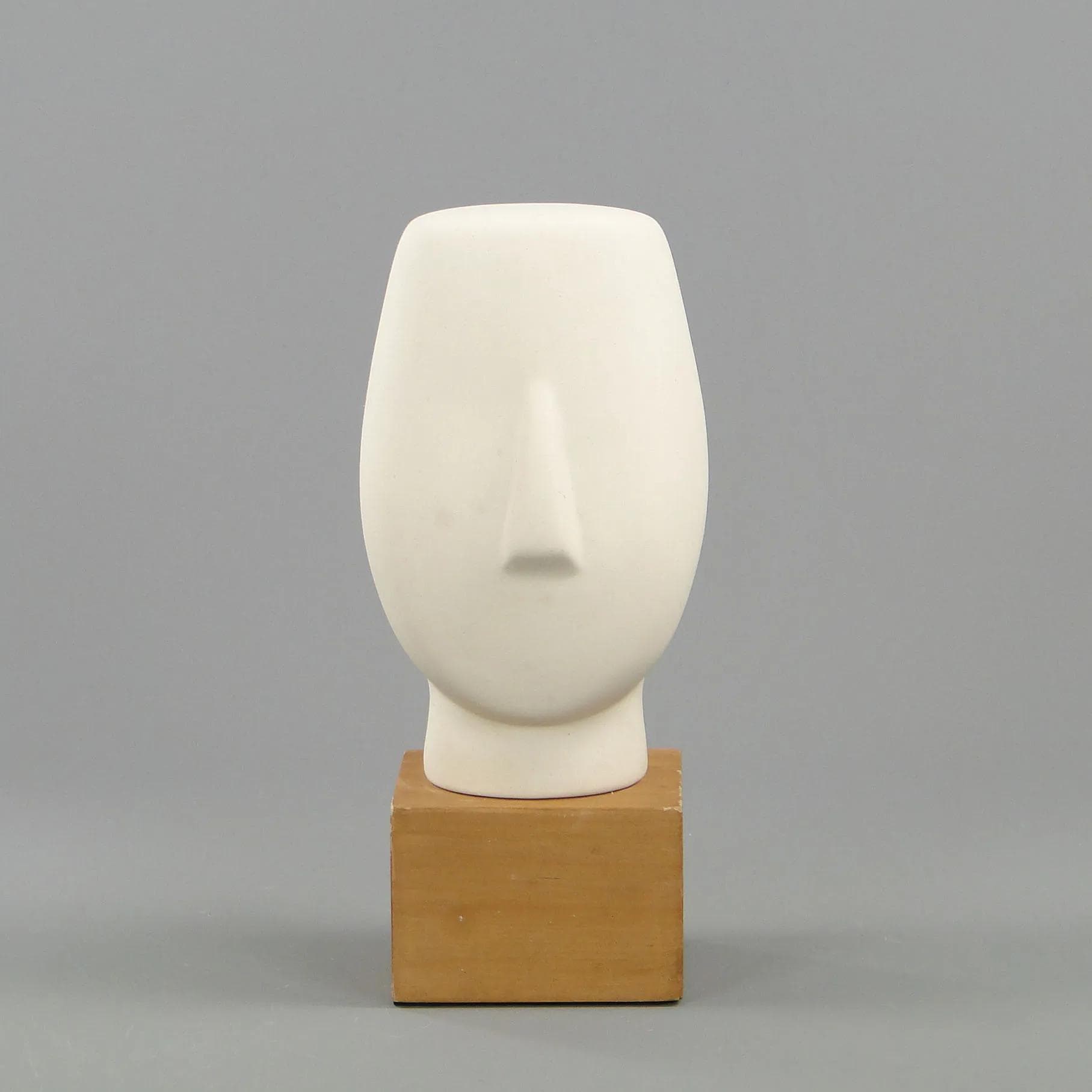 Rzeźba głowa, biała, ceramika, Ikea, Szwecja, lata 80. - 11992