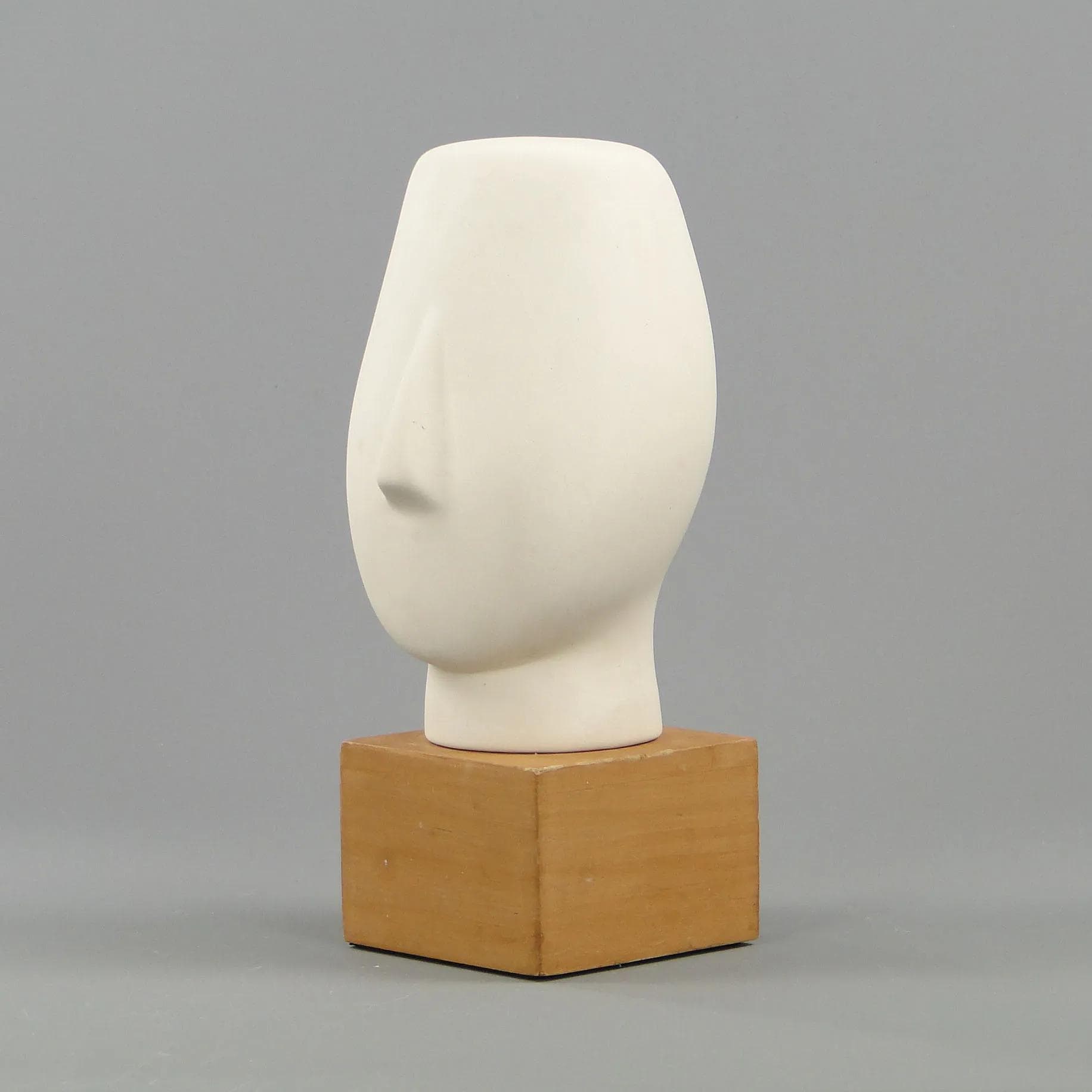 Rzeźba głowa, biała, ceramika, Ikea, Szwecja, lata 80. - 11994