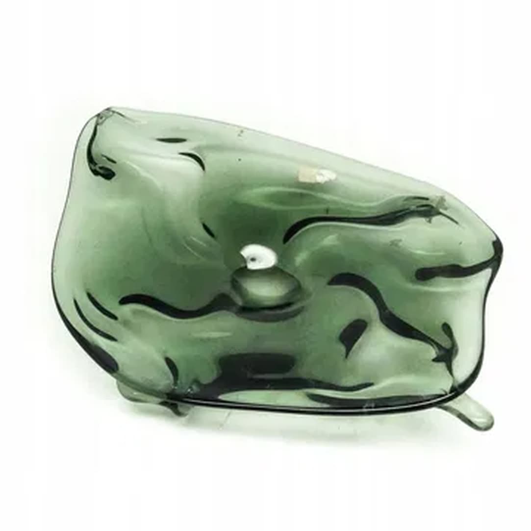 Centerpiece Crushed Glass, olive glass, Huta Wołomin, Poland, 1970s. - 176064