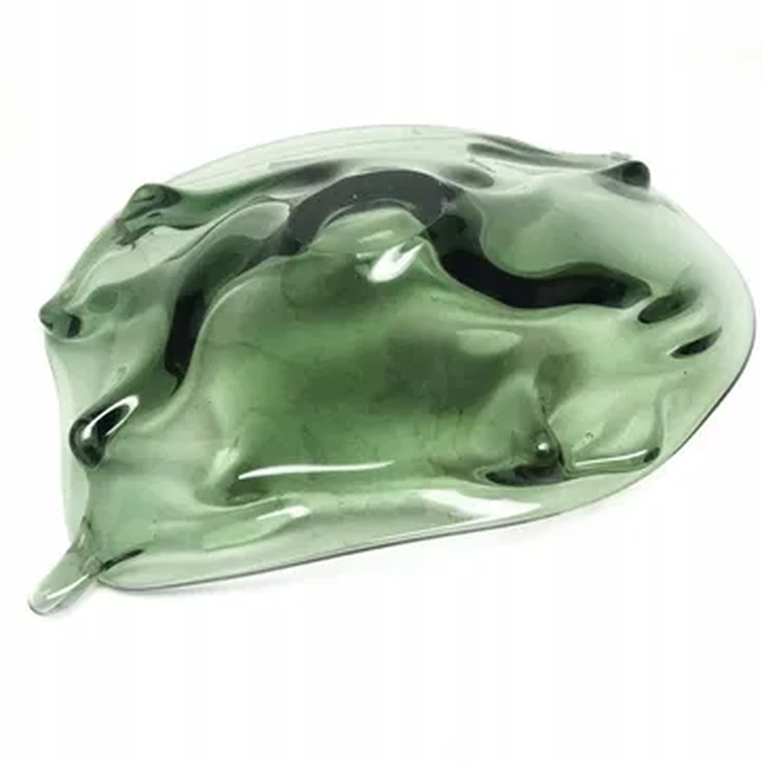 Centerpiece Crushed Glass, olive glass, Huta Wołomin, Poland, 1970s. - 176063