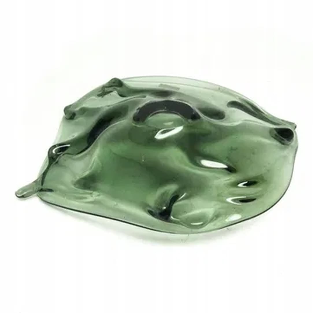 Centerpiece Crushed Glass, olive glass, Huta Wołomin, Poland, 1970s. - 176062