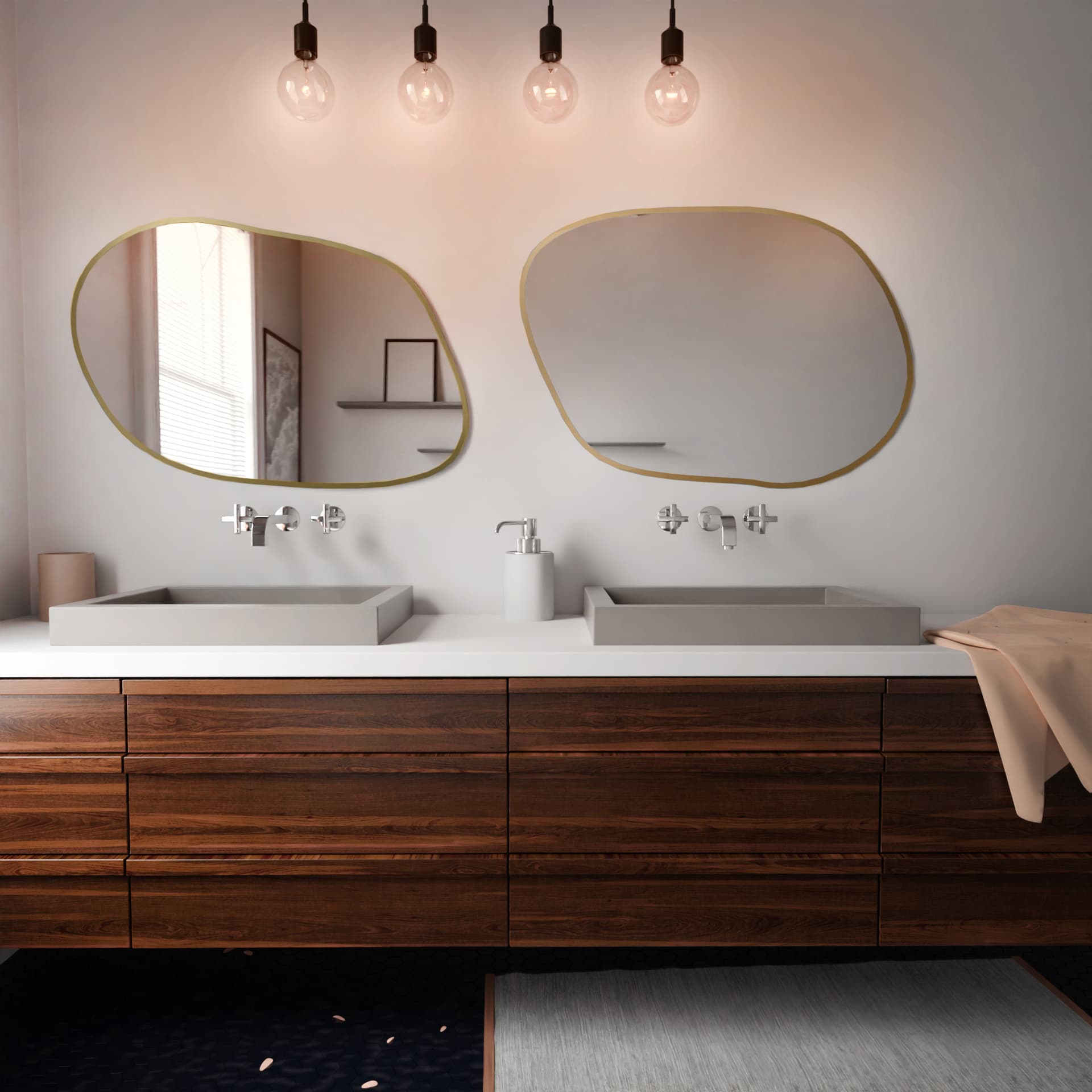 Lustro nieregularne Contorno IV 50x36 cm, złote, Baltica - 176324