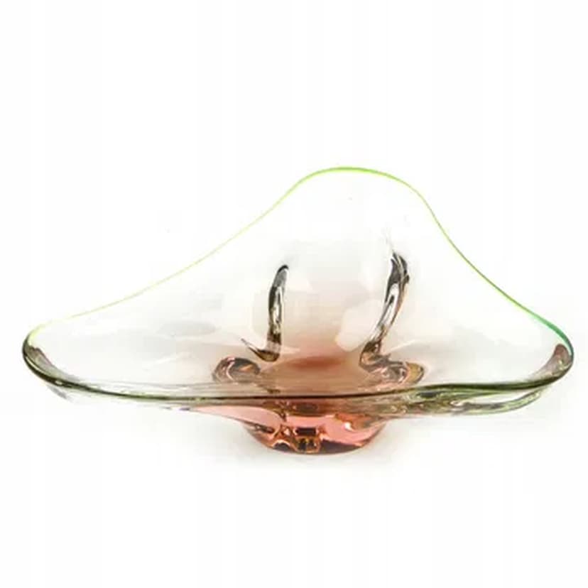 Mid-century modern centerpiece, glass, by J. Hospodka, Czechoslovakia, 1960s.